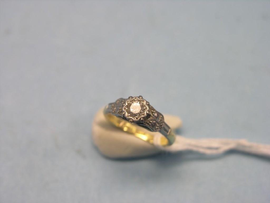 Appraisal: An ct gold and diamond solitaire ring shouldered design platinum