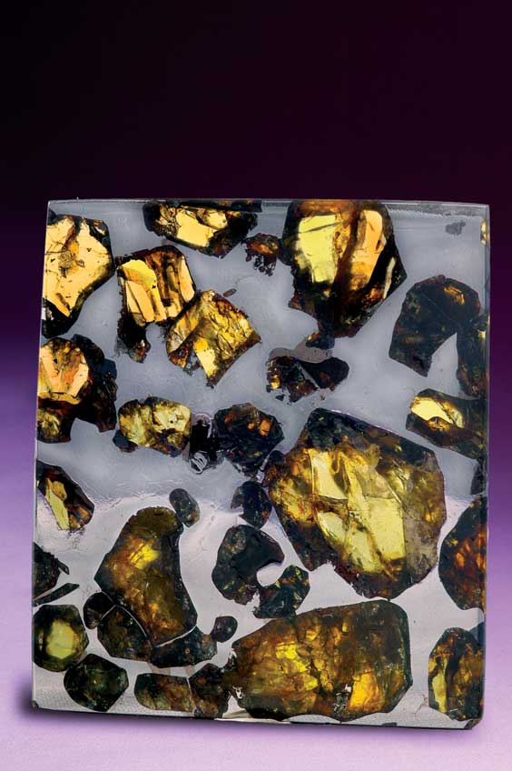 Appraisal: METEORITE SLICE WITH GEMS ESQUEL Pallasite-PAL Chubut Argentina Pallasites are