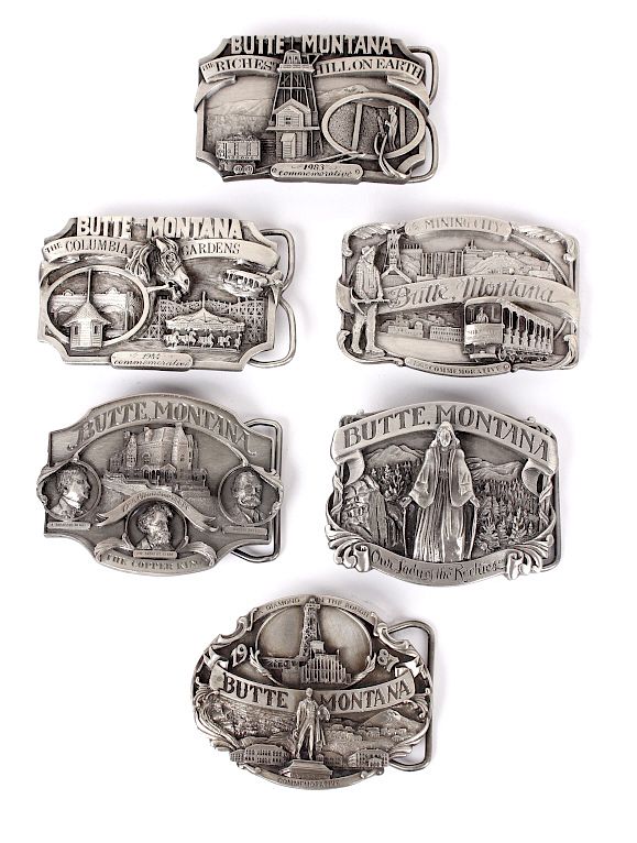 Appraisal: Butte MT Buckle Collection This is a collection of six