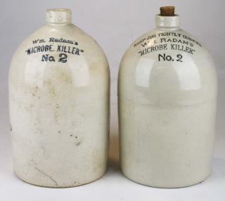 Appraisal: Wm Radam'S Microbe Killer No Stoneware Jugs One Marked Keep