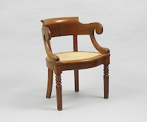 Appraisal: English Armchair With Caned Seat ca Armed barrel chair has