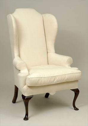 Appraisal: Queen Anne-Style Mahogany Wing-Back Armchair x in