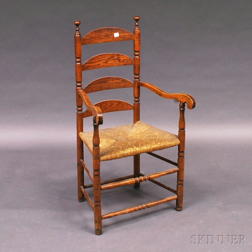 Appraisal: Country Turned Maple Ladder-back Armchair ht wd dp in Estimate