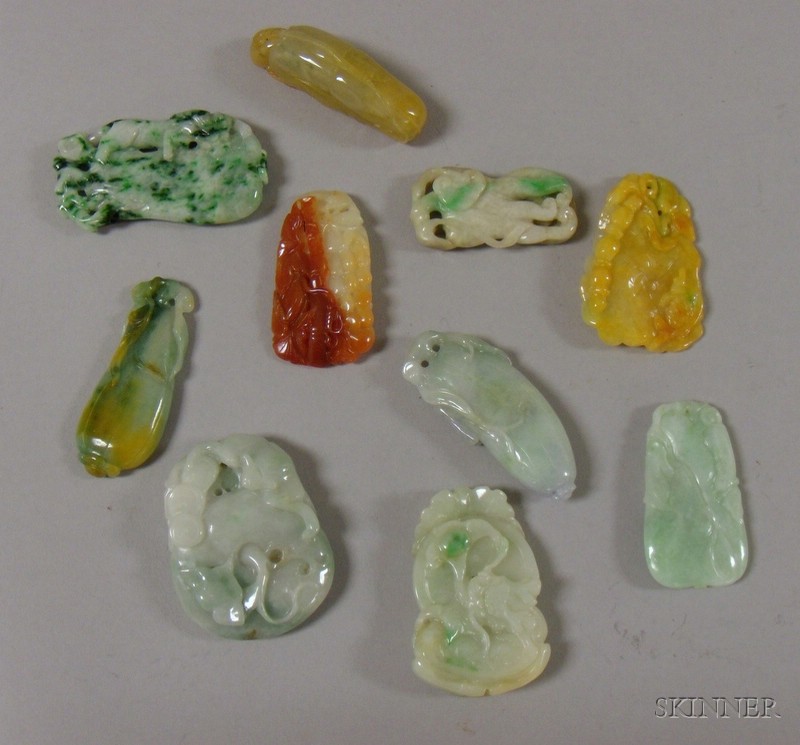 Appraisal: Ten Carved Jade Pendants and Other Items of various sizes