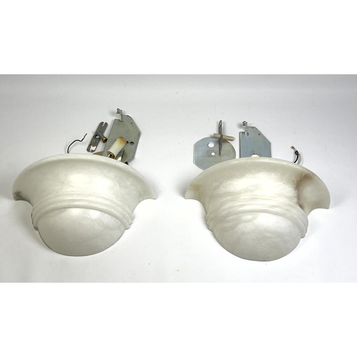 Appraisal: Pr Alabaster Art Deco style Wall Light Sconces Flared bowl