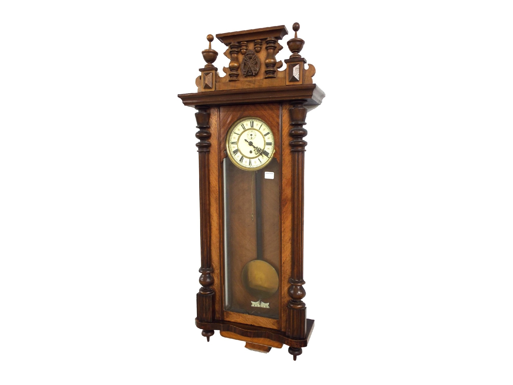 Appraisal: Walnut single weight Vienna regulator wall clock the dial with