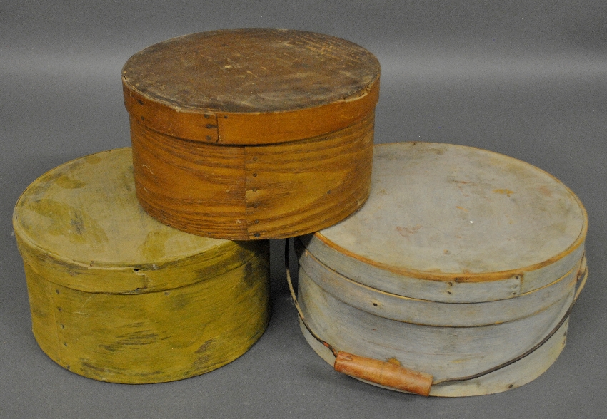 Appraisal: - Three cheese boxes th c largest h x dia