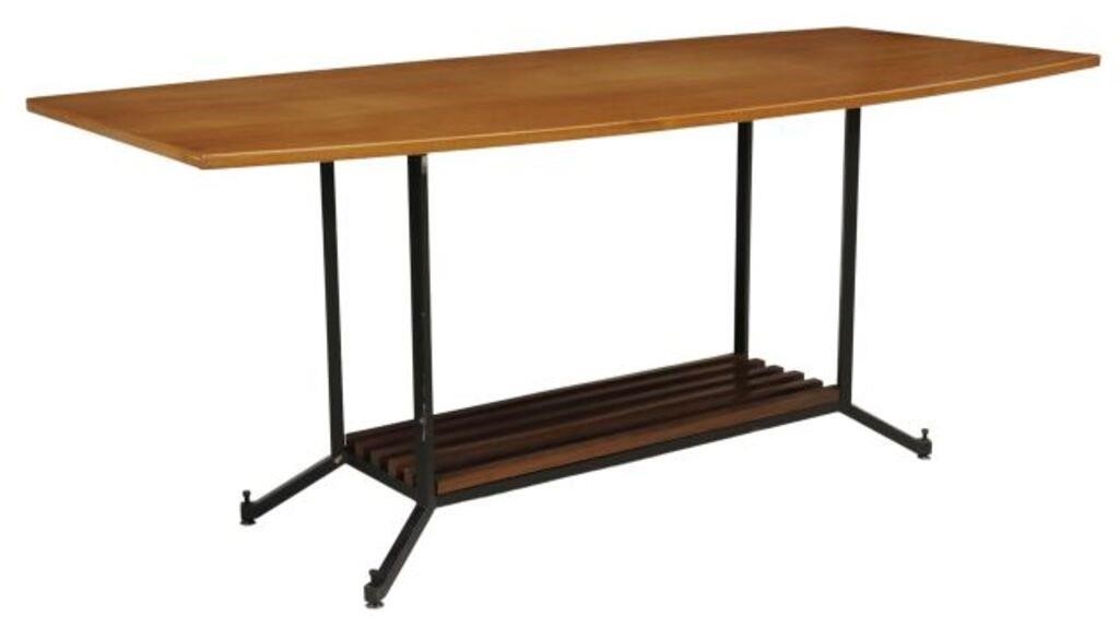 Appraisal: Italian mid-century modern table c s teak tabletop black iron