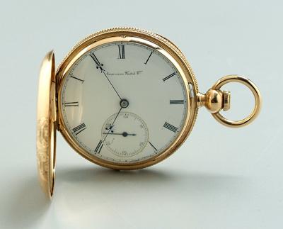 Appraisal: Man's gold pocket watch porcelain face signed American Watch Co