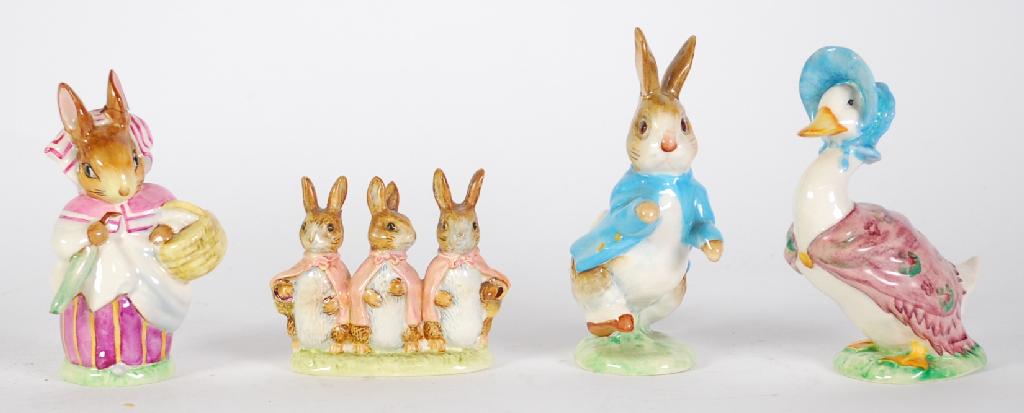 Appraisal: JOHN BESWICK BEATRIX POTTERY CHARACTER FIGURES with gold back stamps