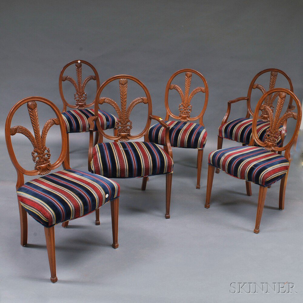 Appraisal: Set of Six George III-style Mahogany Round-back Dining Chairs th