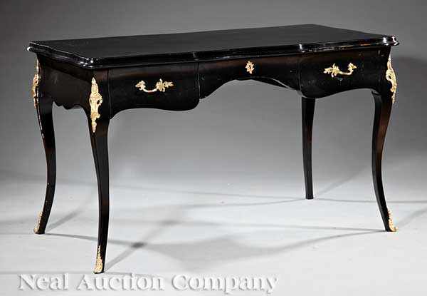 Appraisal: A Louis XV-Style Black Lacquer Bureau Plat th c in