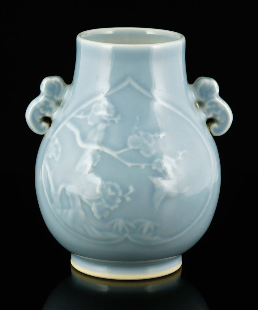 Appraisal: - Chinese Blue Glazed Zun Vase Chinese sky blue glazed