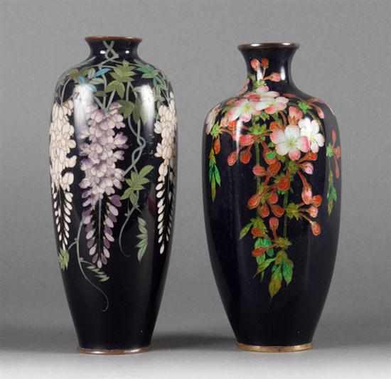 Appraisal: Two Japanese cloisonne enamel vases late th early th century