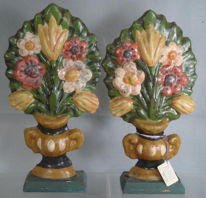 Appraisal: Pair of floral form painted paper mache and wood mantle