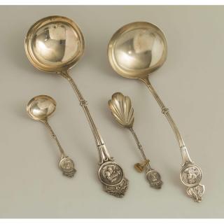 Appraisal: Koehler Ritter Silver Serving Pieces Medallion Pattern Four Koehler Ritter