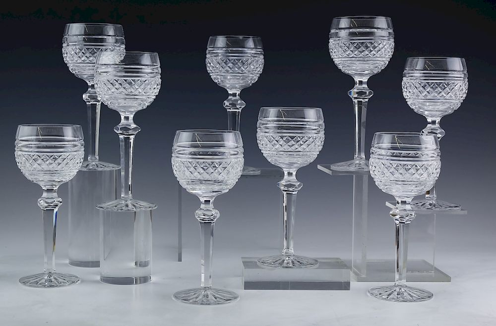 Appraisal: Waterford Crystal Castletown Wine Hock Glasses Set of nine Waterford