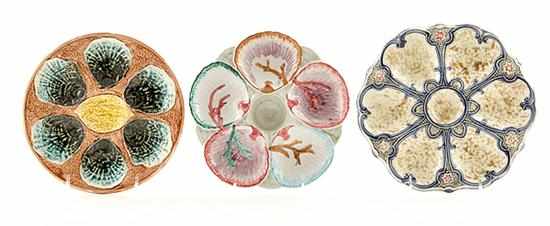 Appraisal: European majolica oyster plate collection late th early th century