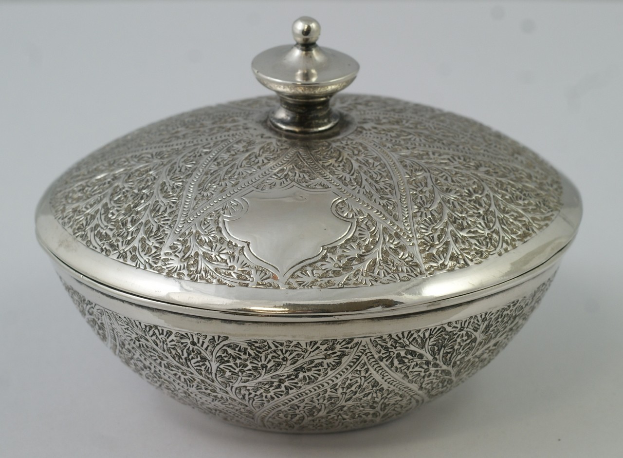 Appraisal: Indian Silver Circular Kashmiri powder box - diameter Troy Oz