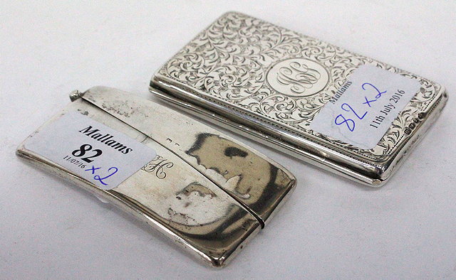 Appraisal: A BIRMINGHAM SILVER CARD CASE and a Birmingham silver aide-memoir