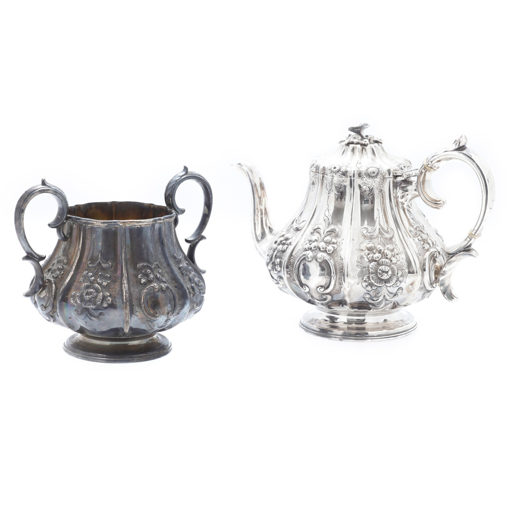 Appraisal: A Victorian teapot and sucrier R S Sheffield of panelled