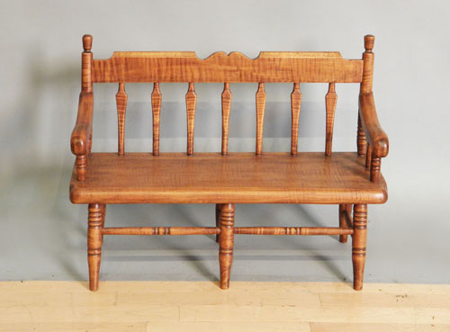 Appraisal: Tiger maple doll settee early mid th c h w