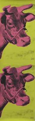 Appraisal: Andy Warhol American - Cow Screenprint on wallpaper pink on