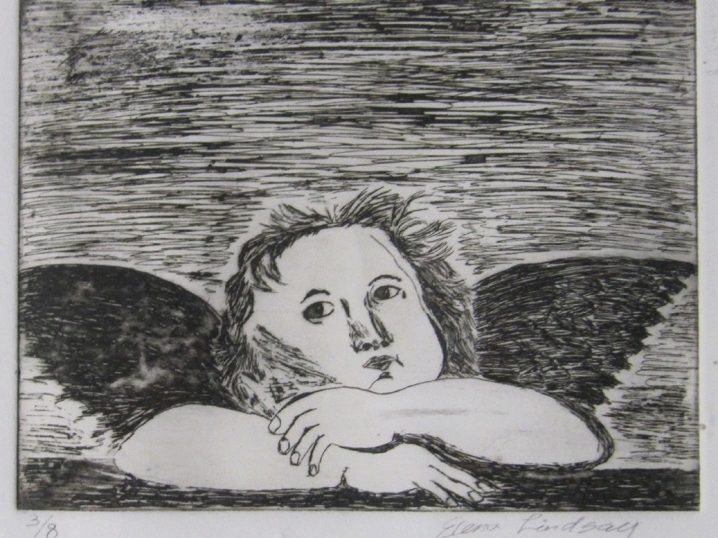 Appraisal: ELENA LINDSAY Etching 'Putti' signed and numbered in pencil x