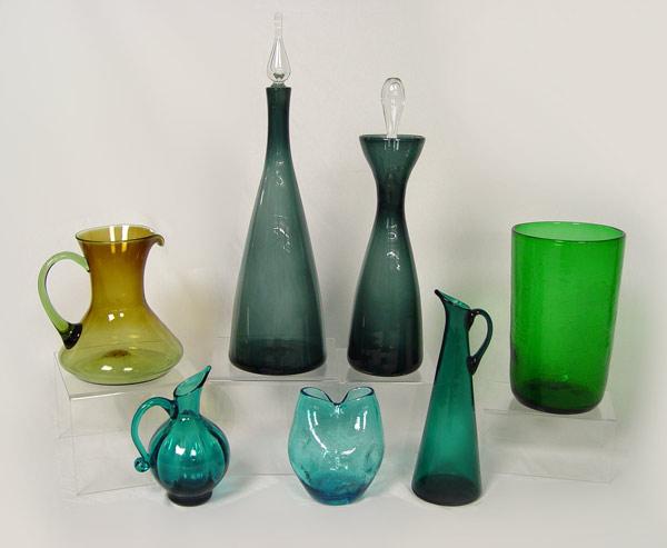 Appraisal: PIECE BLENKO BLOWN GLASS Seven pieces to include two smoky