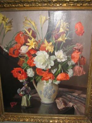 Appraisal: SHERLOCK T EVANS exh Still Life with Flowers in a