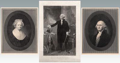 Appraisal: Three engravings after Gilbert Stuart pair of George and Martha