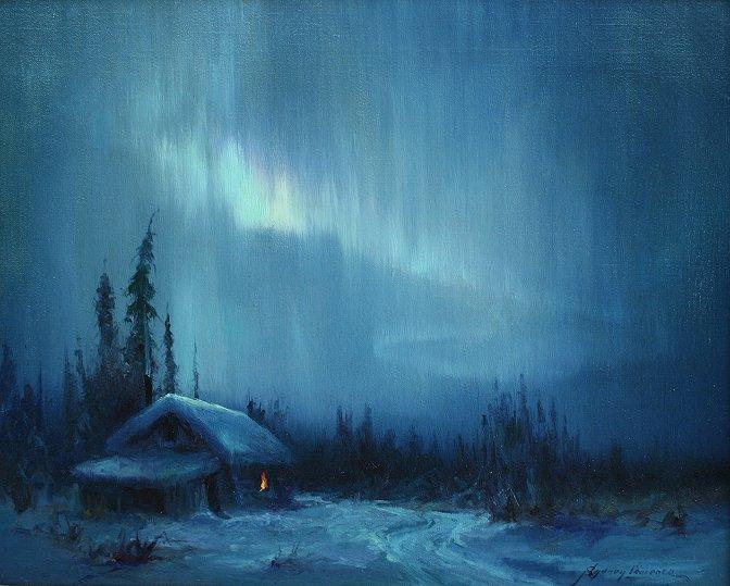 Appraisal: LAURENCE Sydney Mortimer American - Northern Lights Oil Canvas ''