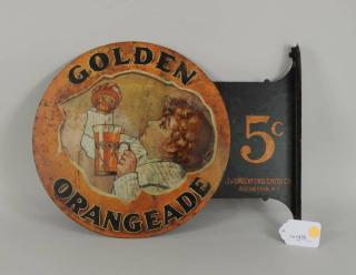 Appraisal: Golden Orangeade Metal Lithographed Sign Golden Orangeade metal two sided