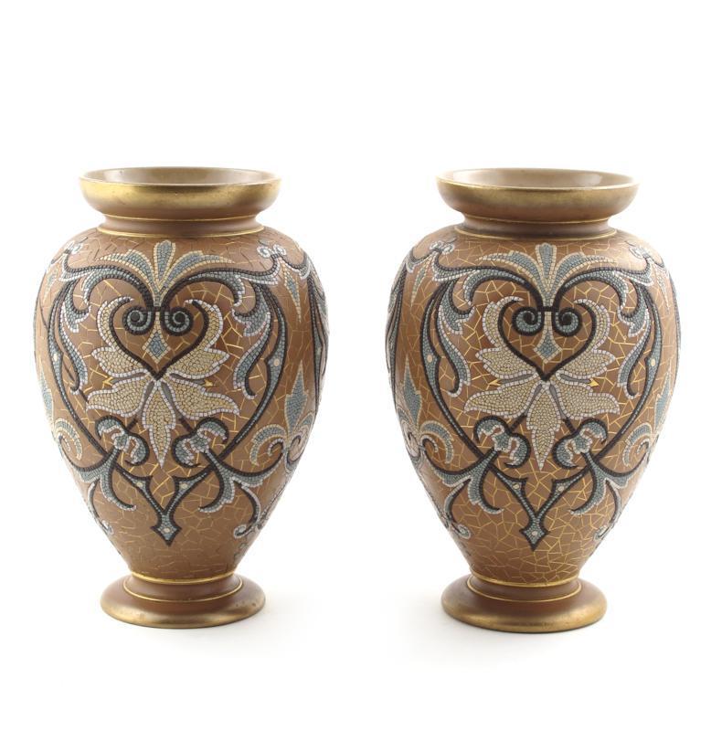 Appraisal: A large pair of Doulton Lambeth Silicon Ware vases