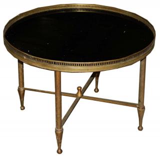 Appraisal: Mid Century Round Brass Table Mid Century Round Brass And