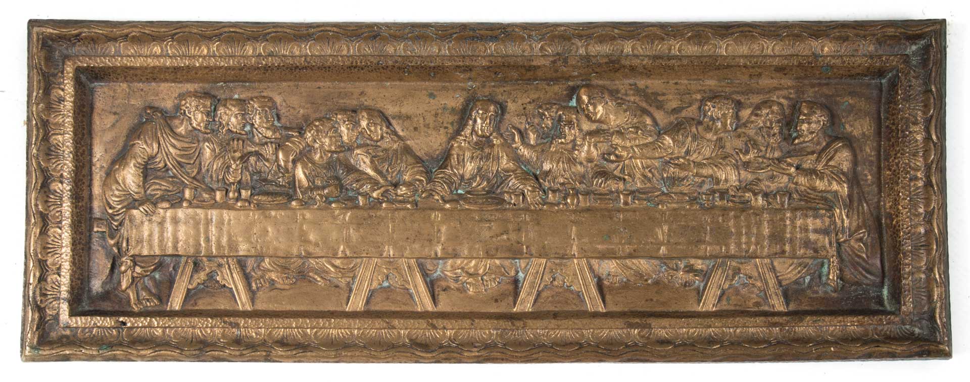 Appraisal: Continental bronze Last Supper plaque after Da Vinci polished bronze