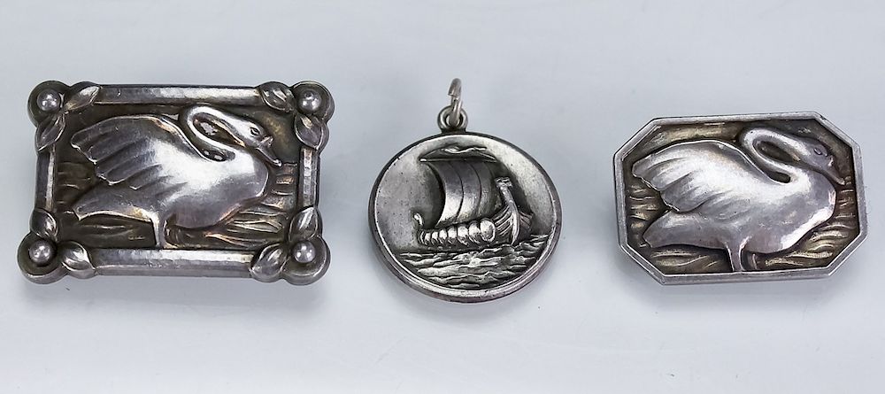 Appraisal: Lot Georg Jensen Sterling Brooches Charm A B Lot of