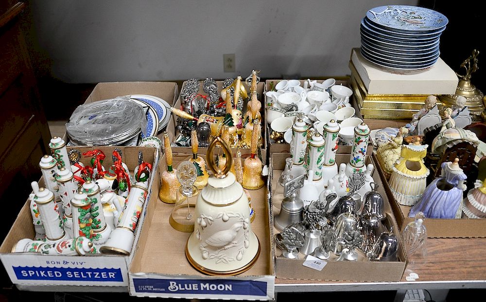 Appraisal: Large group of ceramic and porcelain including bell collection silver