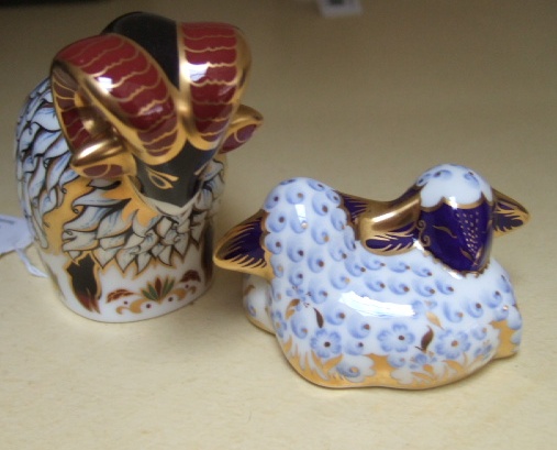 Appraisal: Two Royal Crown Derby paperweights 'Derby Ram' and a model