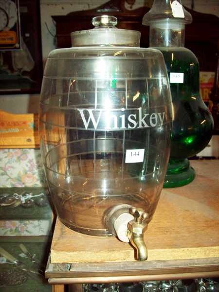 Appraisal: A LATE VICTORIAN GLASS WHISKEY BARREL WITH A LID AND