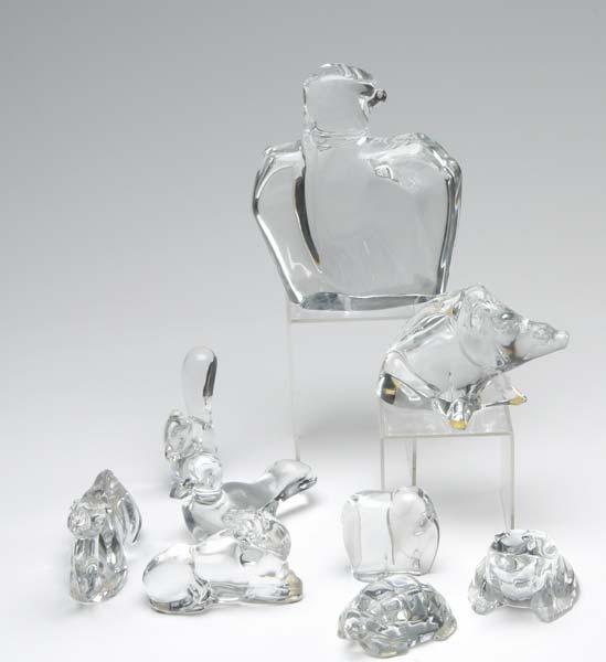 Appraisal: BACCARAT ORREFORS Grouping of nine animals including camel squirrel turtle