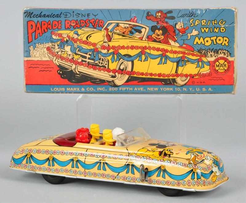 Appraisal: Tin Litho Marx Disney Parade Roadster Wind-Up Toy Description American