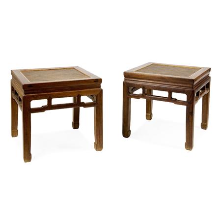 Appraisal: Pair of Chinese Huanghuali Stools Estimate -