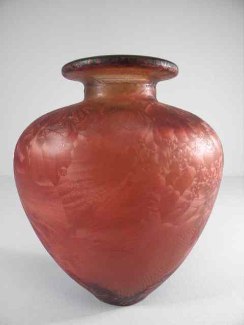 Appraisal: Victorian crystalline glazed glass vase Ruby or cranberry flash crystalline