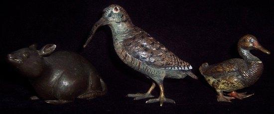 Appraisal: An Austrian cold painted bronze figure of a woodcock cm