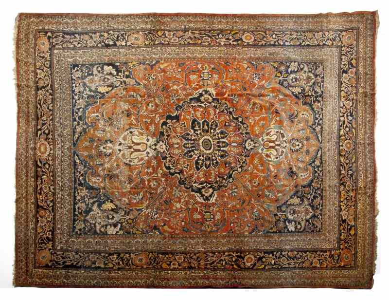 Appraisal: Semi-Antique Tabriz Carpetcirca s wool foundation and pile with central