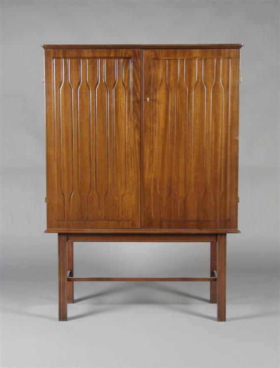 Appraisal: A Swedish Pressed Mahogany Cabinet on Stand Height x width