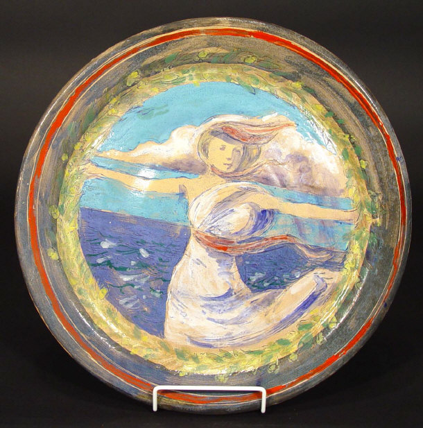 Appraisal: Fulham Pottery charger painted with a portrait of a woman