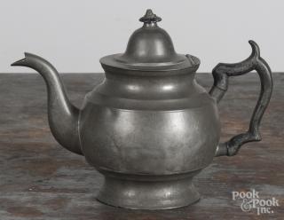 Appraisal: New York or Connecticut pewter teapot th c bearing the