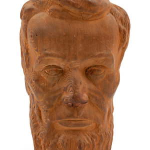 Appraisal: A Carved Pine Head of Abraham Lincoln Late th Early